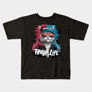 Thug Life Cat Design in Bold Colors Kids T-Shirt